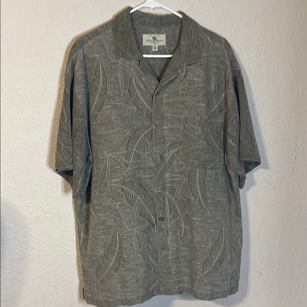 Tan Washable SILK Short Sleeve Button-Up Shirt